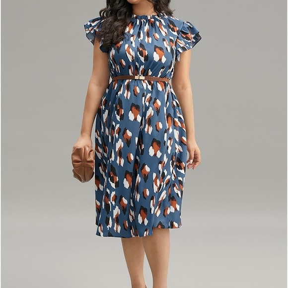 BloomChic Dresses & Skirts - BloomChic Colorful Print Ruffle Trim Midi Dress Size 12 Large